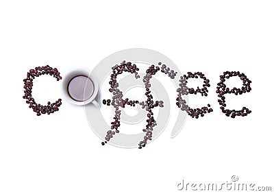 Coffee text from coffee beans Stock Photo