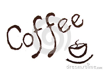 Coffee text and cup of coffee Stock Photo