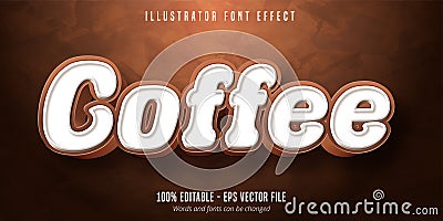 Coffee text, 3d editable font effect Vector Illustration