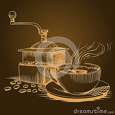 Coffee theme, sketch pictures Vector Illustration