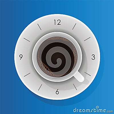 Coffee time with clock concept Vector Illustration