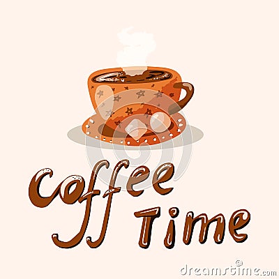 Coffee time hand drawn vector artwork. Cute illustration Vector Illustration