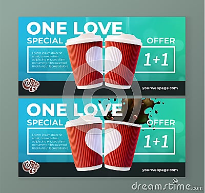 Coffee To Go Love Coffee Flyers Vector Illustration