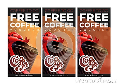 Coffee To Go Printable Free Coffee Vouchers. 3 Versions. Vector Illustration