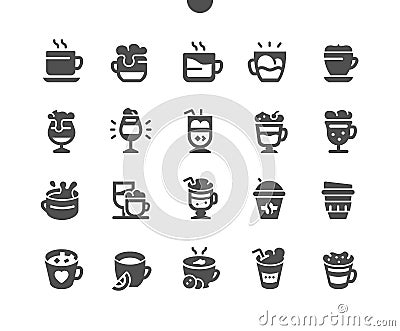 Coffee types Well-crafted Pixel Perfect Vector Solid Icons Vector Illustration