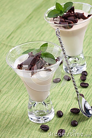 Coffee Vanilla Panna Cotta Stock Photo