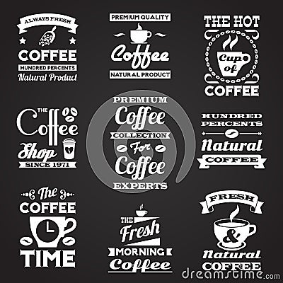 Coffee vintage labels set Vector Illustration