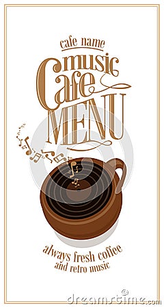 Coffee white Menu long music Vector Illustration