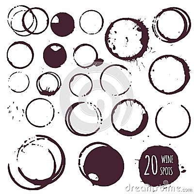 Coffee or wine stain, round spots Vector Illustration