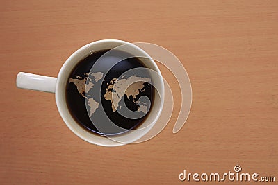 Coffee world maps join writing quotes Stock Photo