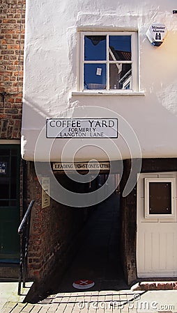 Coffee Yard in thr centre of York, Northern England Editorial Stock Photo