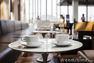 Coffees at coffee shop cafe interior Stock Photo
