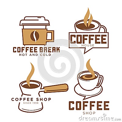 Coffeeshop coffee cup vector icons templates set for cafe or coffeehouse Vector Illustration