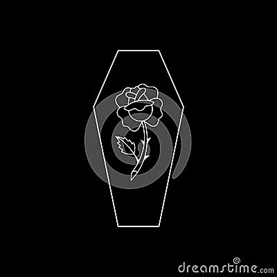 ROSE AND COFFIN WHITE Vector Illustration