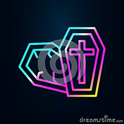 Coffin, cross nolan icon. Simple thin line, outline vector of dia de muertos icons for ui and ux, website or mobile application Stock Photo