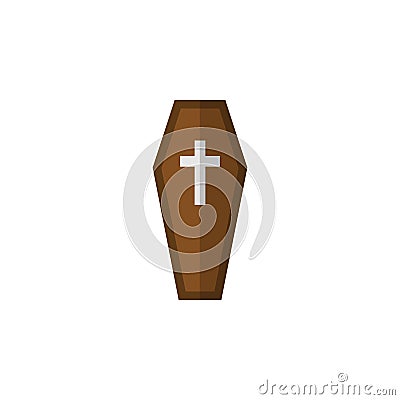 Coffin Flat Icon. Casket Vector Element Can Be Used For Casket, Coffin, Dead Design Concept. Vector Illustration