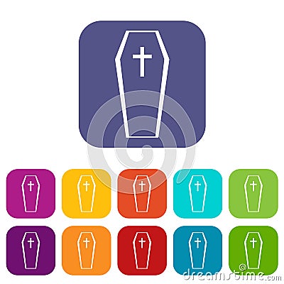 Coffin icons set Vector Illustration