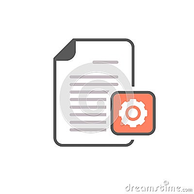 Cog document file gear optimize page icon Vector Illustration