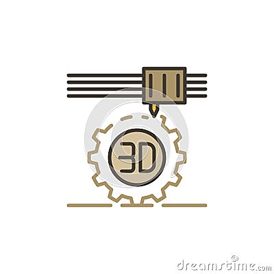 Cog Wheel 3D Printing vector Printer concept colored icon Stock Photo