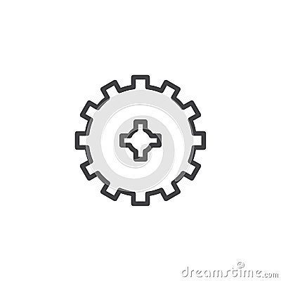 Cog wheel outline icon Vector Illustration