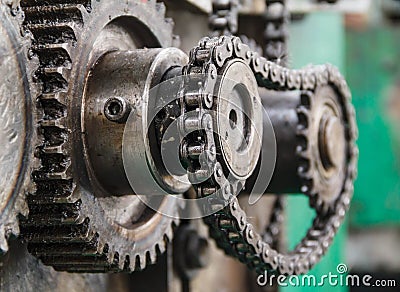 Cog wheels in the machine Stock Photo