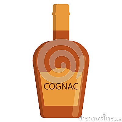 Cognac bottle alcoholic beverage flat icon Vector Illustration