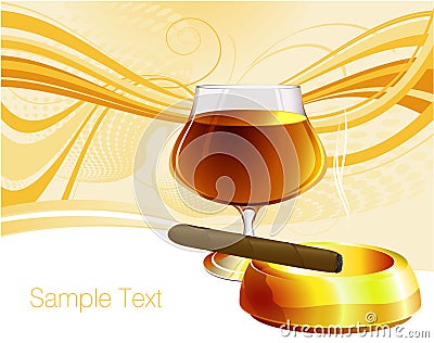 Cognac and cigar Vector Illustration