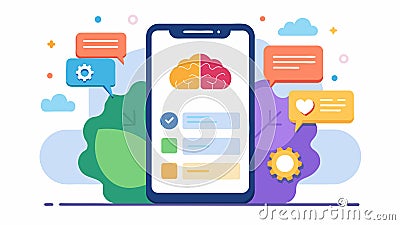 A cognitive behavioral therapy app that helps users identify and challenge negative thought patterns and replace them Vector Illustration