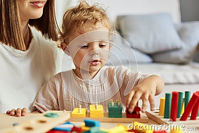 Cognitive development activities. Parent-child bonding experiences. Montessori learning. Preschooler's curious questions. Stock Photo