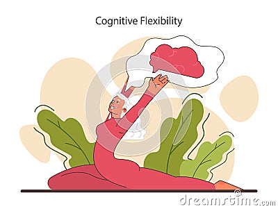 Cognitive flexibility. Open-mindedness. The ability to accept new ideas Vector Illustration