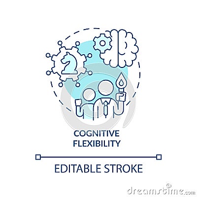 Cognitive flexibility turquoise concept icon Vector Illustration