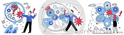 Cognitive skills. Cognitive skills are architects designing blueprint for construction intellectual aspirations Vector Illustration