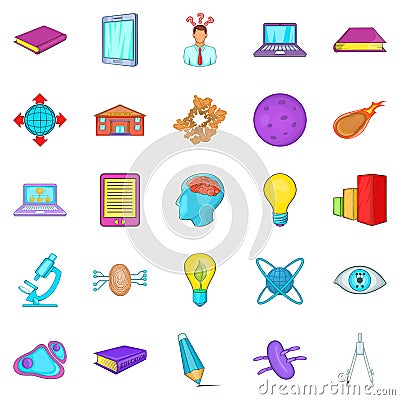 Cognizance icons set, cartoon style Vector Illustration