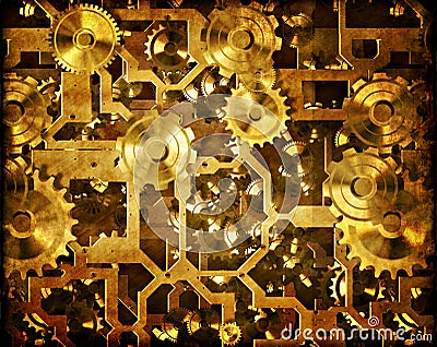 Cogs and clockwork steampunk machinery Stock Photo