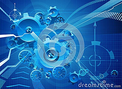 Cogs and Gears Blue Business Background Vector Illustration