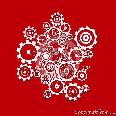 Cogs - gears on red background Vector Illustration