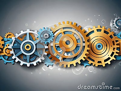 Cogs of Innovation: Business Technology Banner Stock Photo
