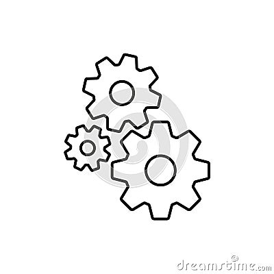 Cogs outline icon. Gear sign Isolated on white background. Vector illustration. Vector Illustration