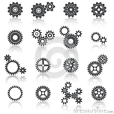 Cogs Wheels and Gears Icons Set Vector Illustration