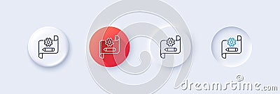 Cogwheel blueprint line icon. Engineering tool sign. Edit settings. Line icons. Vector Vector Illustration