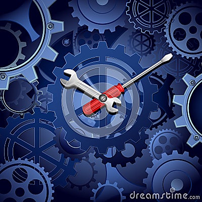 Cogwheel Clock Vector Illustration