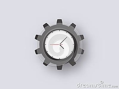 Cogwheel clock big sur. Black gear circle with dial and hands control optimization. Vector Illustration