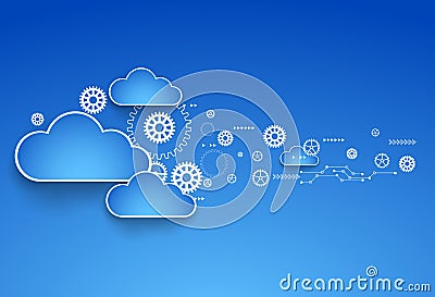 Cogwheel cloud theme. Vector Illustration