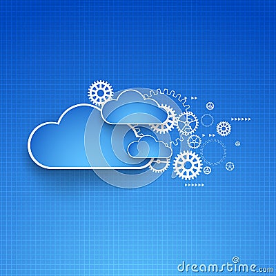 Cogwheel cloud theme. Vector Illustration