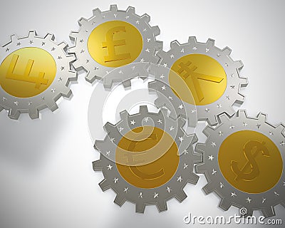 Cogwheel coins Stock Photo