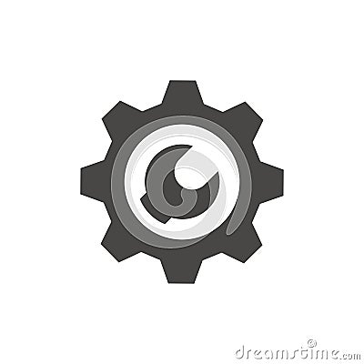 Cogwheel or gear with wrench vector icon Vector Illustration