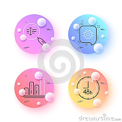 Cogwheel, 48 hours and Graph chart minimal line icons. For web application, printing. Vector Vector Illustration