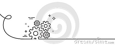 Cogwheel line icon. Engineering tool sign. Continuous line with curl. Vector Vector Illustration
