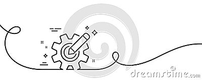 Cogwheel line icon. Engineering tool sign. Edit settings. Continuous line with curl. Vector Vector Illustration