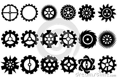 Cogwheel machine gear, set of gear wheels Vector Illustration